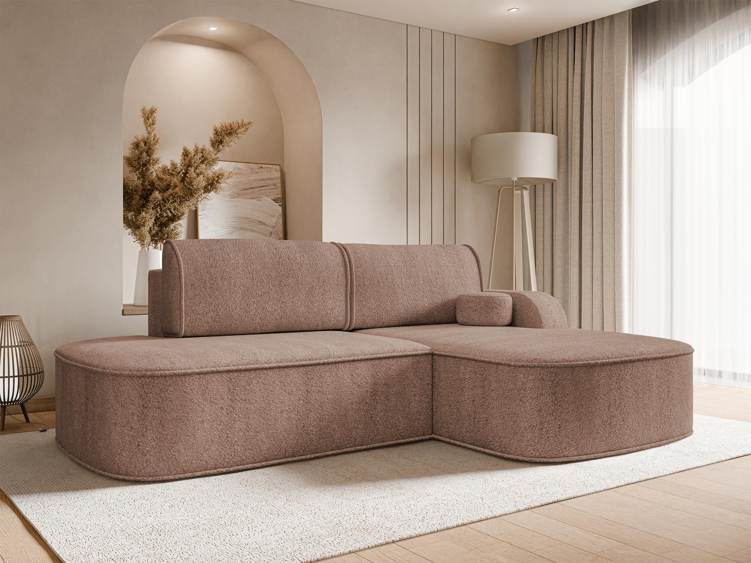 ECKSOFA Koro, Seite: Rechts - Hellbraun/Schwarz, Holz/Kunststoff (256/177cm) - MIRJAN24