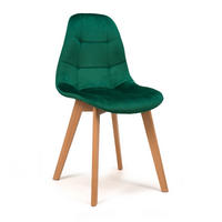 STUHL VEGAS im skandinavischen Stil - grün - Samt Velours - Naturfarben/Grün, Holz/Kunststoff (47/86/42cm) - NEW HOME