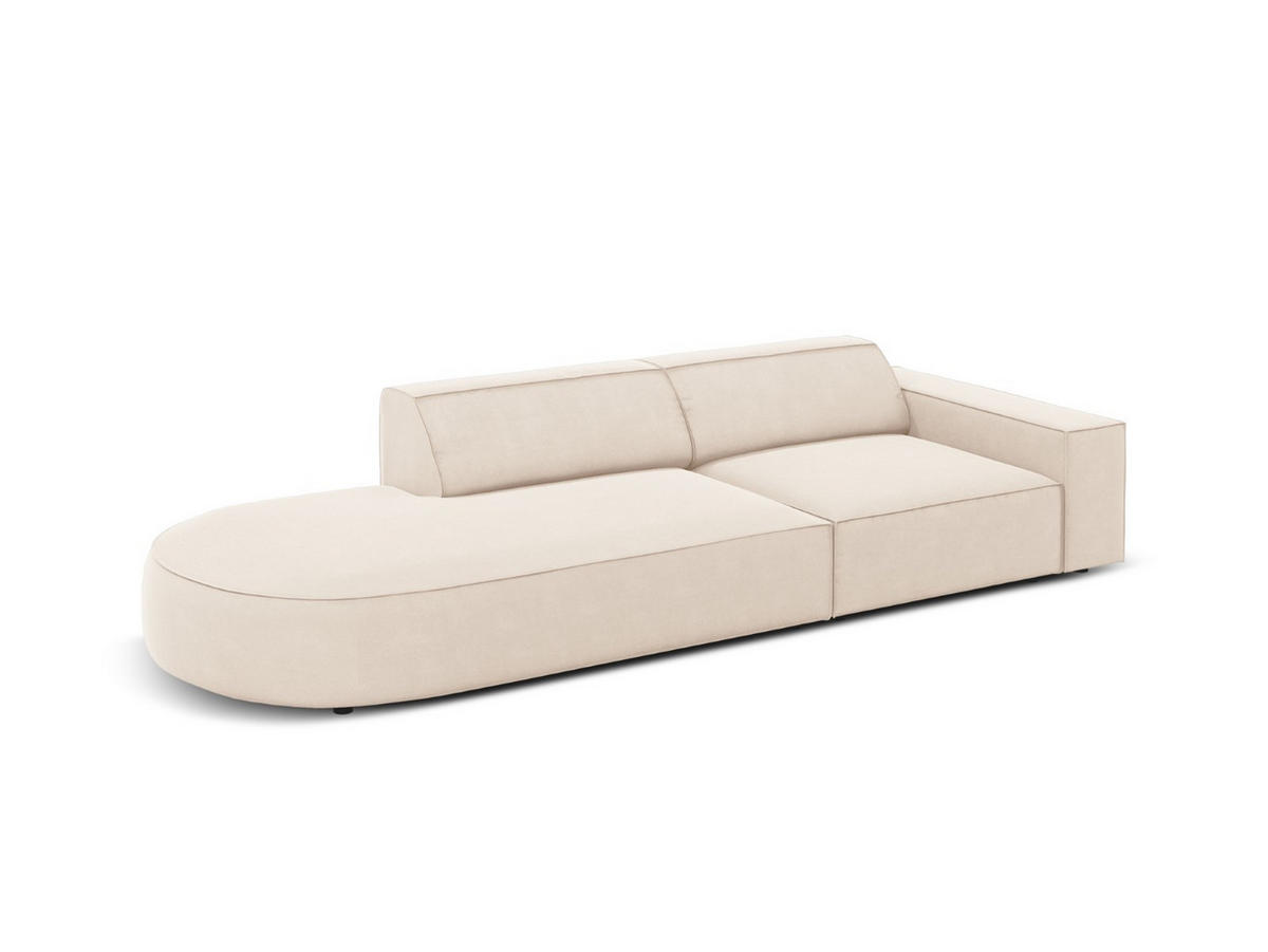 LINKES-SOFA Jodie aus Samt leichtes beige 3 Sitzplätze - Beige, Textil (262/70/102cm) - Micadoni