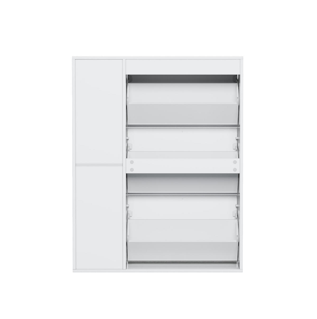 SCHUHSCHRANK 90/25/114 cm in Weiß mit 3 Klappen und 1 Tür - Weiß, Holzwerkstoff (90/114/25cm) - Flora Grace