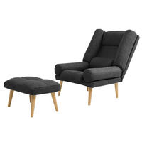 SESSEL Lola mit Fußhocker Rückenlehne 5-stufig einstellbar, grau - Grau, Holz/Kunststoff (75/100/60cm) - Margaret Hadas24