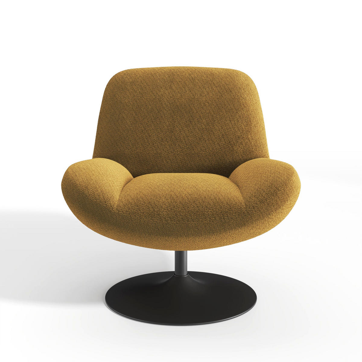 DREHSESSEL RETRO Schlingenvelours Senf 71cm - Gelb/Dunkelgelb, Textil (71/80/76cm) - Premium Interiors