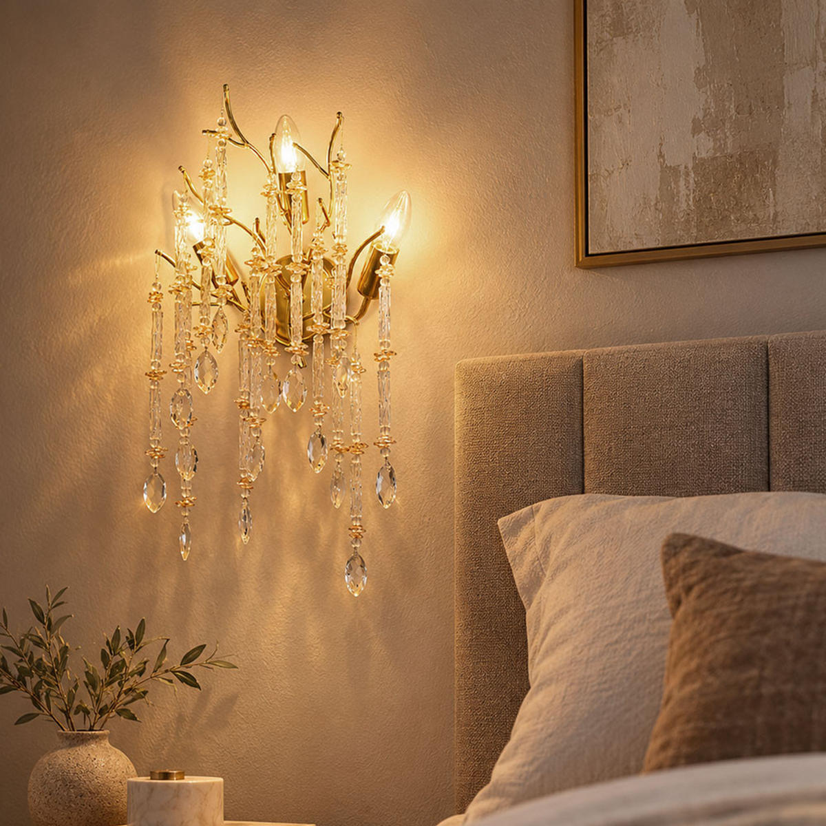 WANDLEUCHTE Metall, Glas, Gold, E14 - Goldfarben, Glas (35/50/11cm) - Globo Lighting