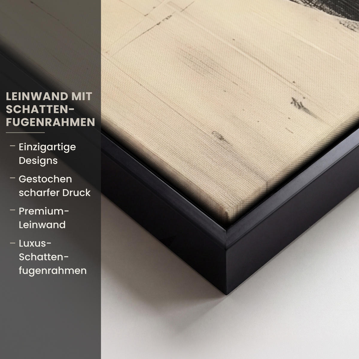 LEINWAND Bilder mit Rahmen - Kreise - Balken - Schwarz - Abstrakt - 50x50 - Schwarz, Textil (50/50cm) - MuchoWow