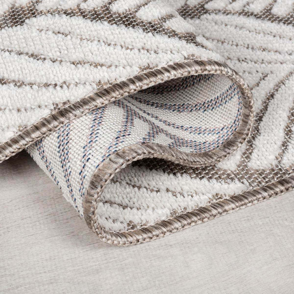 TEPPICH Outdoor Blätter, Terrasse schmutzabweisend Beige Rechteckig 80x150 - Beige, Textil (80/150cm) - KADIMA DESIGN