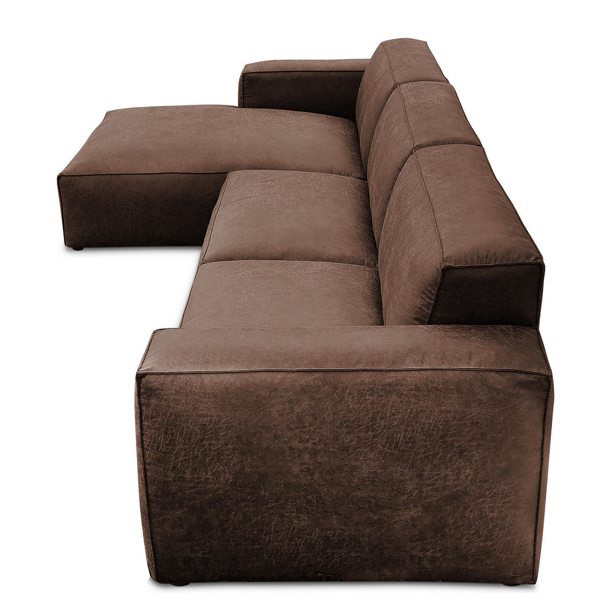 ECKSOFA mit Longchair - Dunkelbraun/Schwarz, Kunststoff (345/170cm) - home24