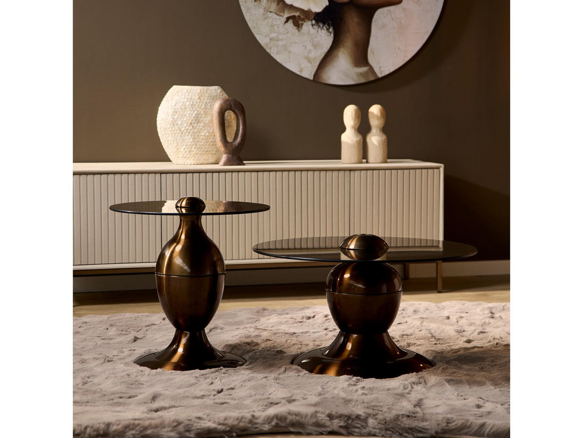 COUCHTISCH Juni Metall 70 cm / 70 cm + 50 cm / 50 cm Metallic Bronze - Bronzefarben, Metall (70/70/38cm)