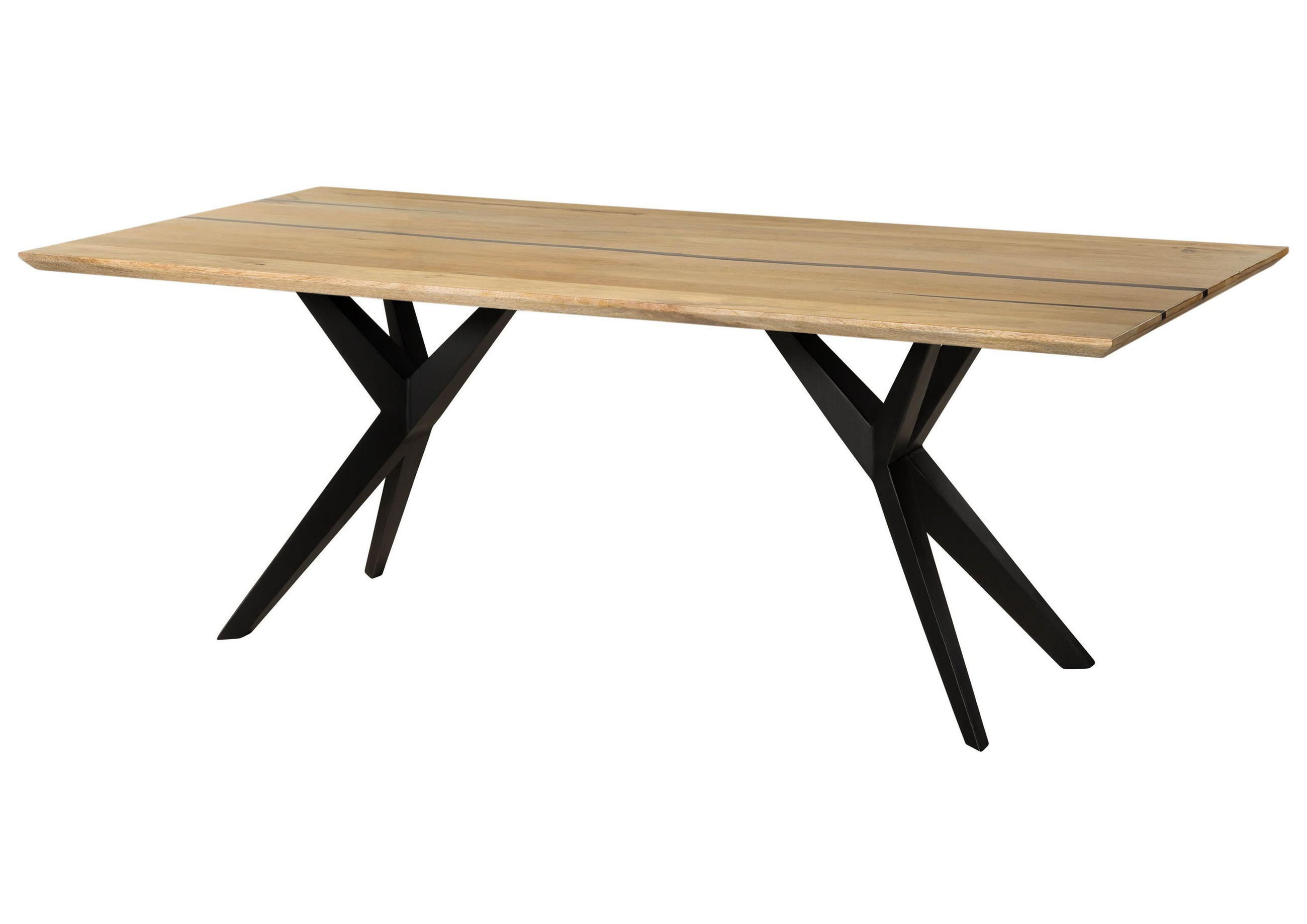 ESSTISCH Mango 160x90x76 natur lackiert / Epoxid schwarz, Sterngestell anthrazit matt EPOXY - Braun, Holz (90/160/76cm) - Massivmoebel24