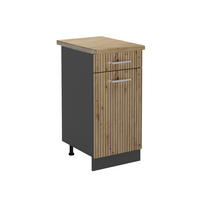 KÜCHENUNTERSCHRANK R-Line Artisan-Eiche 40 cm, AP Eiche - Anthrazit/Eiche Artisan, Holzwerkstoff (40/81.6/60cm) - Vicco
