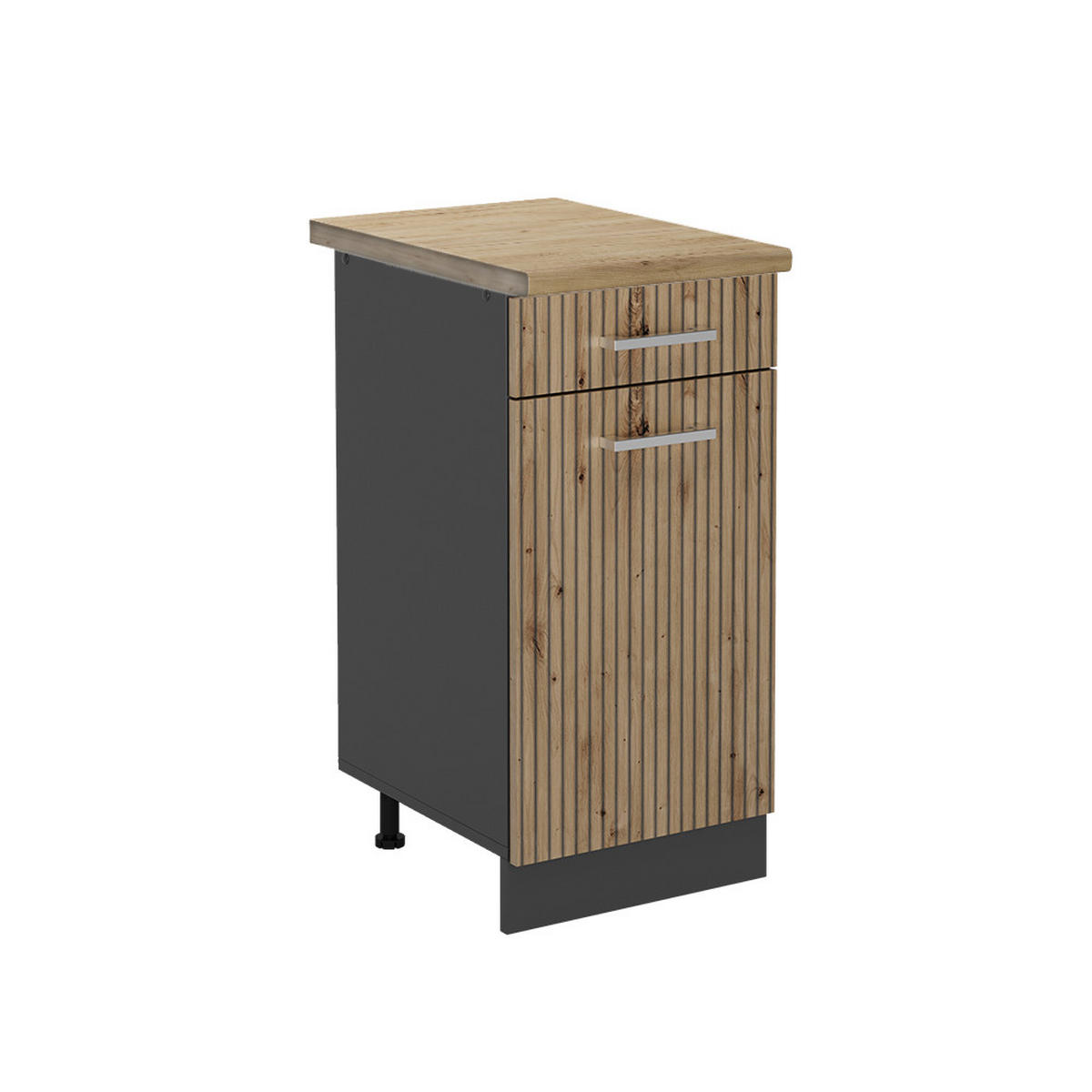 KÜCHENUNTERSCHRANK R-Line Artisan-Eiche 40 cm, AP Eiche - Anthrazit/Eiche Artisan, Holzwerkstoff (40/81.6/60cm) - Vicco