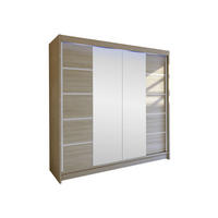 SCHWEBETÜRENSCHRANK Talin V, mit RGB LED Beleuchtung - Silberfarben/Sonoma Eiche, Holzwerkstoff/Metall (180/215/58cm) - MIRJAN24