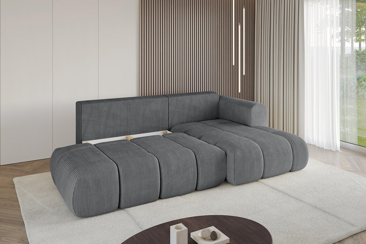 ECKSOFA Ottomane Rechts CLOUD-L 289x180x40 Dunkelgrau Cord - Dunkelgrau, Holzwerkstoff/Kunststoff (289/180cm) - ALTDECOR