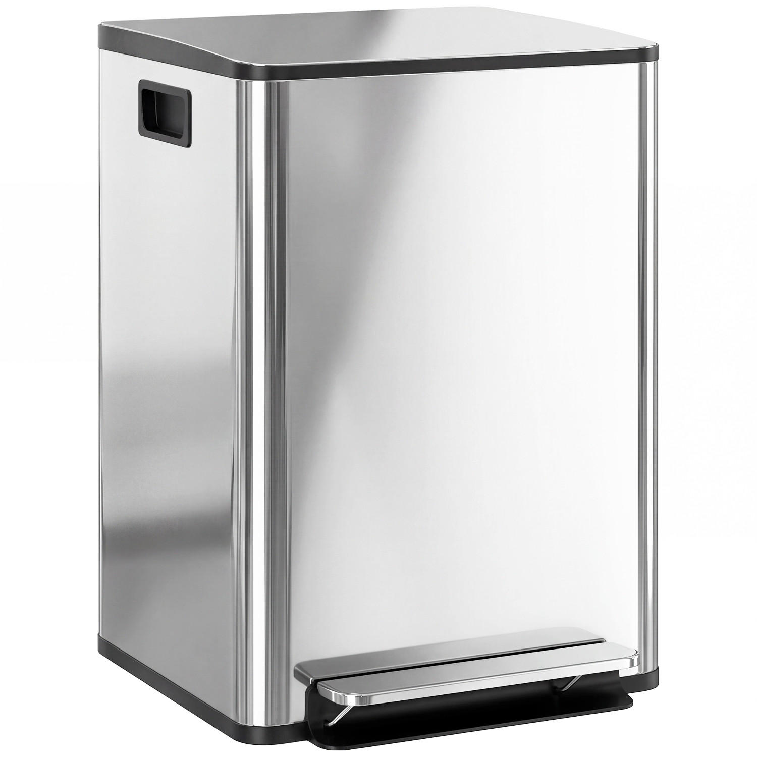 MÜLLEIMER MÜLLTRENNUNG 2X20L 41,8/36,7/58 cm Edelstahl Silber Tretmülleimer Küche - Silberfarben, Metall (36.7/58/41.8cm) - Rolipo