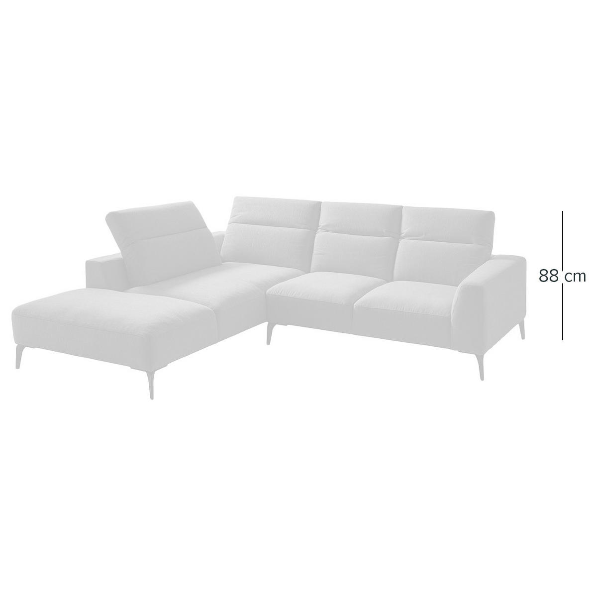ECKSOFA mit Ottomane - Hellgrau/Schwarz, Textil/Metall (263/238cm) - home24