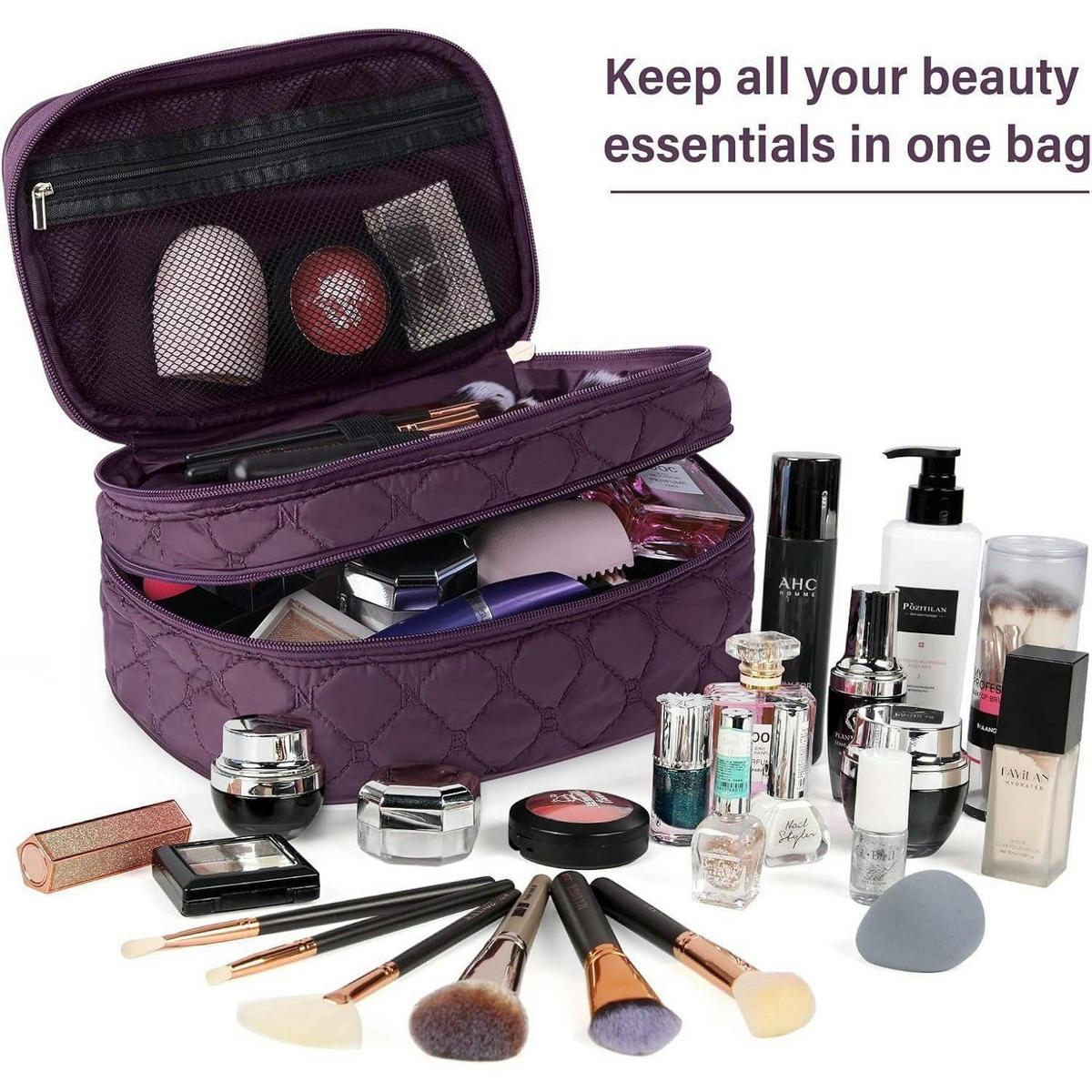 KULTURTASCHE 2-teiliges Set Violett - Lila, Textil (13/16/27cm)