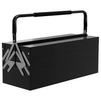 WERKZEUGKOFFER 5 Fächer aufklappbar, Schwarz 56 x 20 x 41 cm - Schwarz, Metall (56/41/20cm) - DURHAND