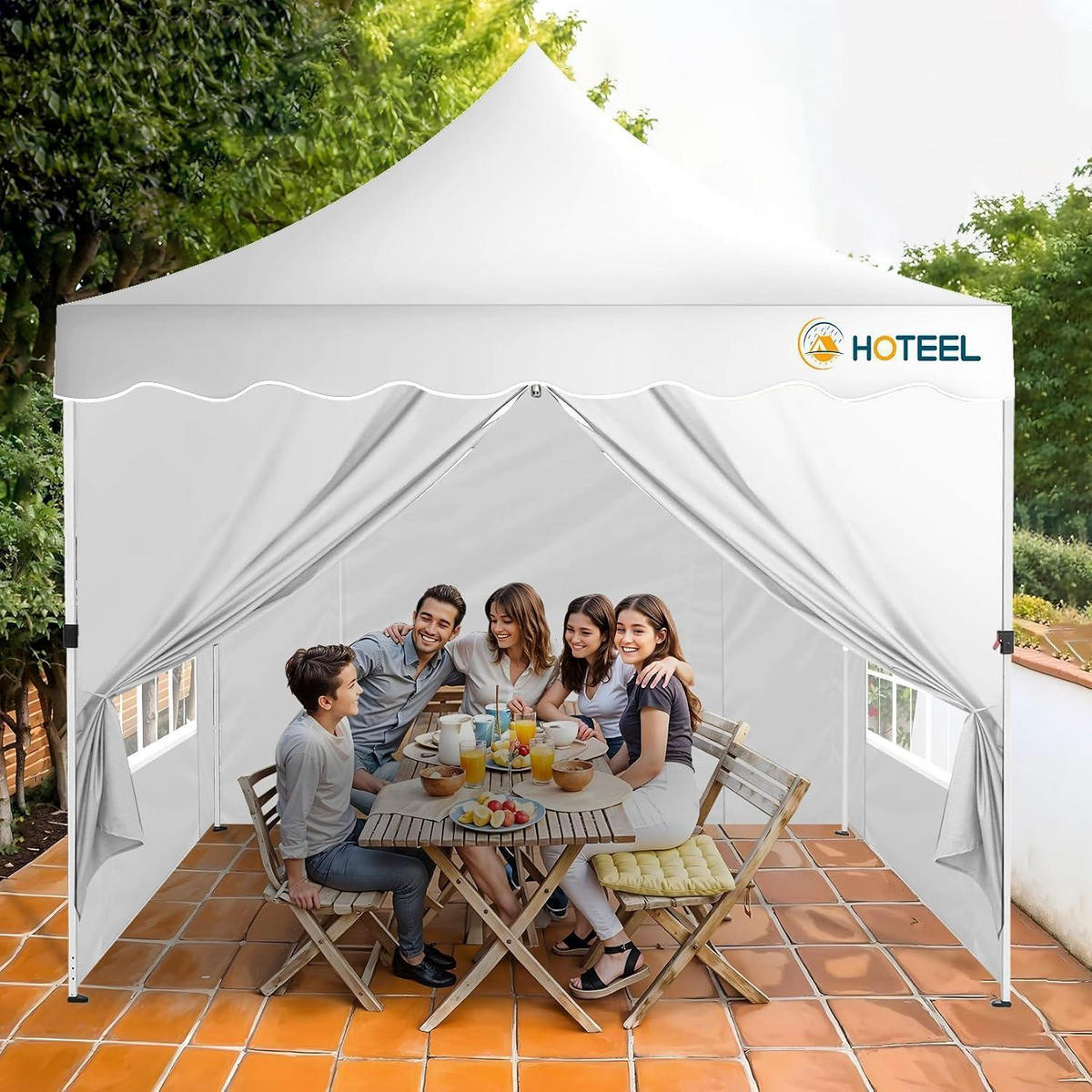 FALTPAVILLON 3x3m mit 4 Seitenteilen Weiß UV 50+ Wasserdicht - Weiß, Textil (22/26/118cm)