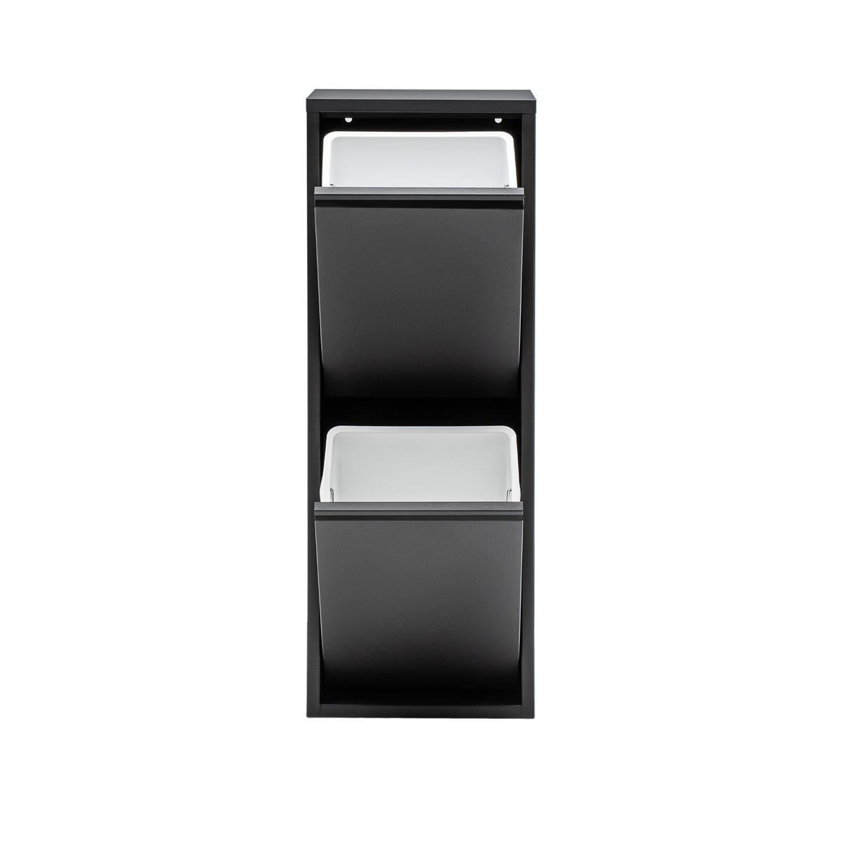 MÜLLEIMER 2 Fach Schwarz Mülltrennsystem aus Metall - Schwarz, Metall (33/92/25cm) - Gowoll