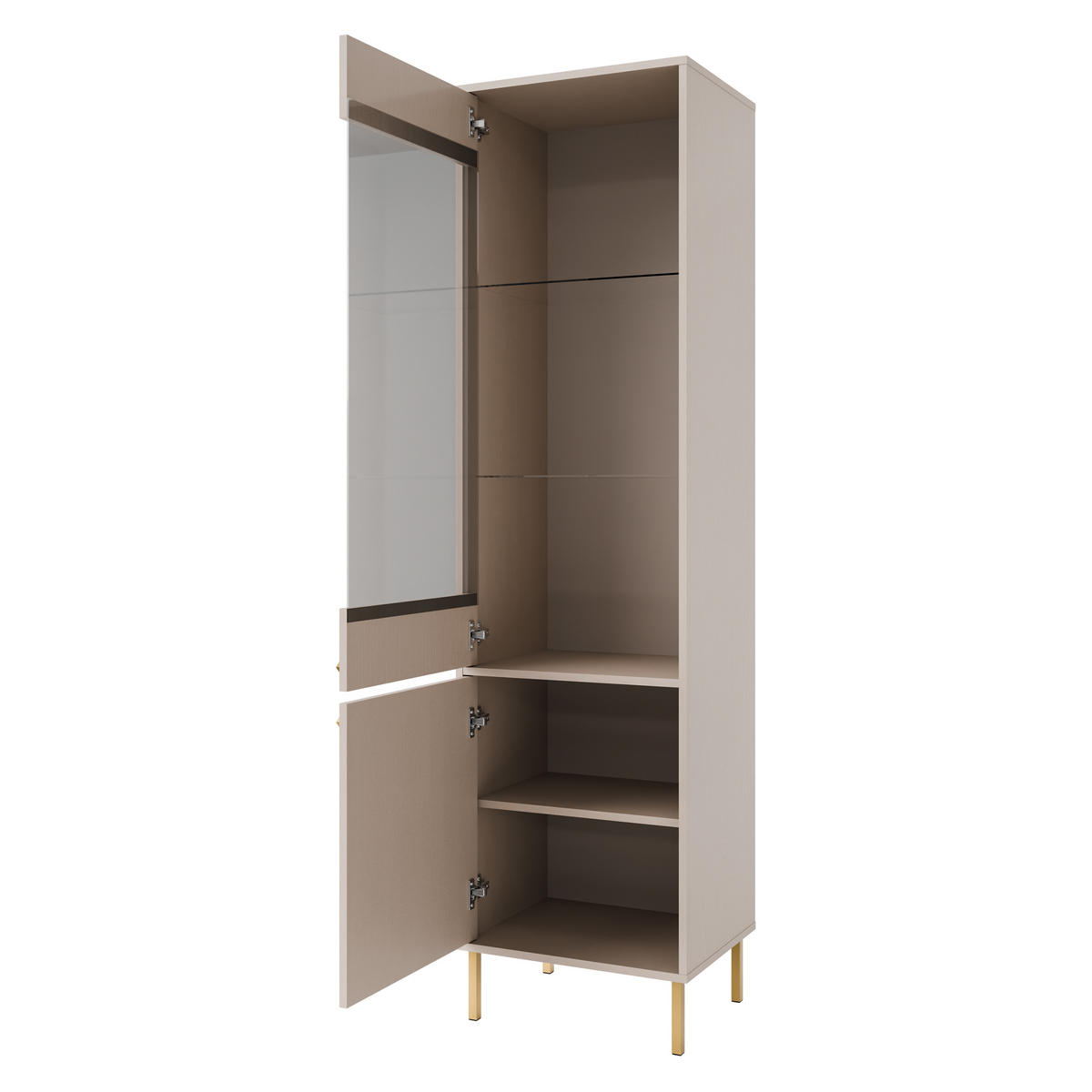 VITRINE in Beige - Beige, Holzwerkstoff (51.8/195/40.8cm) - MASSENO