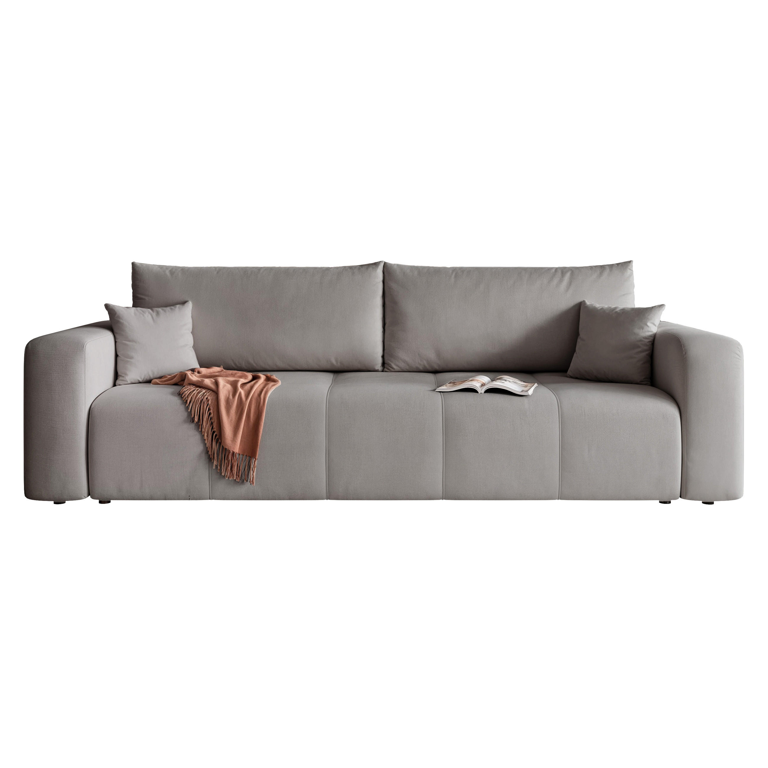 SCHLAFSOFA Velours mit Bettkasten und Schlaffunktion - Dunkelgrau, Holzwerkstoff/Textil (246/79/93cm) - Idohome