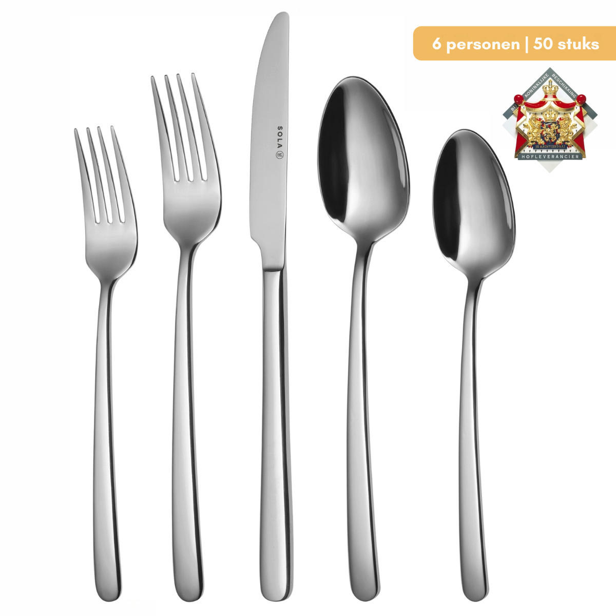 BESTECKSET Donau - 18/10 Edelstahl - 50-teilig / 6 Personen - Silberfarben, Metall - Sola