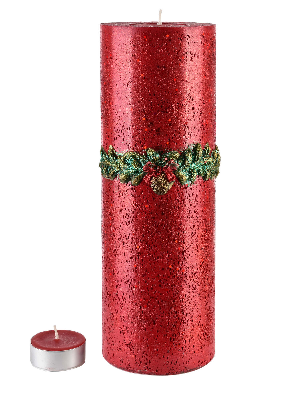 KERZE Wianek Rot 12/12/36 cm Naturmaterial - Rot, Naturmaterialien (36cm) - Mondex