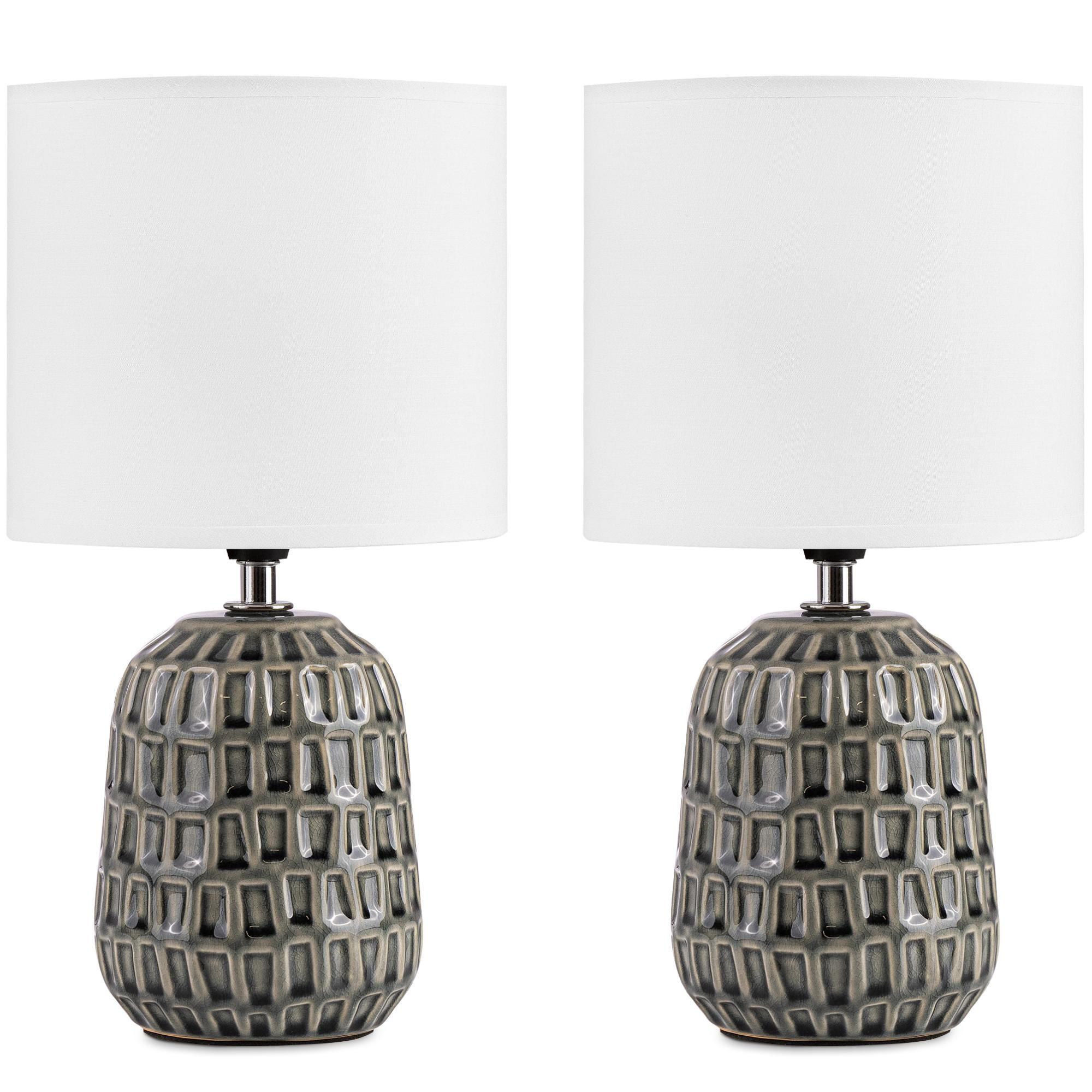TISCHLAMPE STANDI 2-er Set, Grau - Grau, Keramik/Textil (17/17/32cm) - KONSIMO®