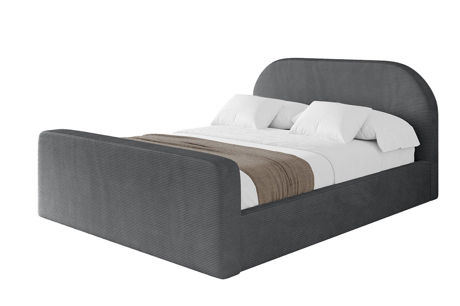 POLSTERBETT mit Bettkasten, Fußteil und Lattenrost, Boxbett mit Matratze H3/H4 - TIVON-Z 180x200 Dunkelgrau - Anthrazit, Holzwerkstoff/Textil (180/200cm) - ALTDECOR