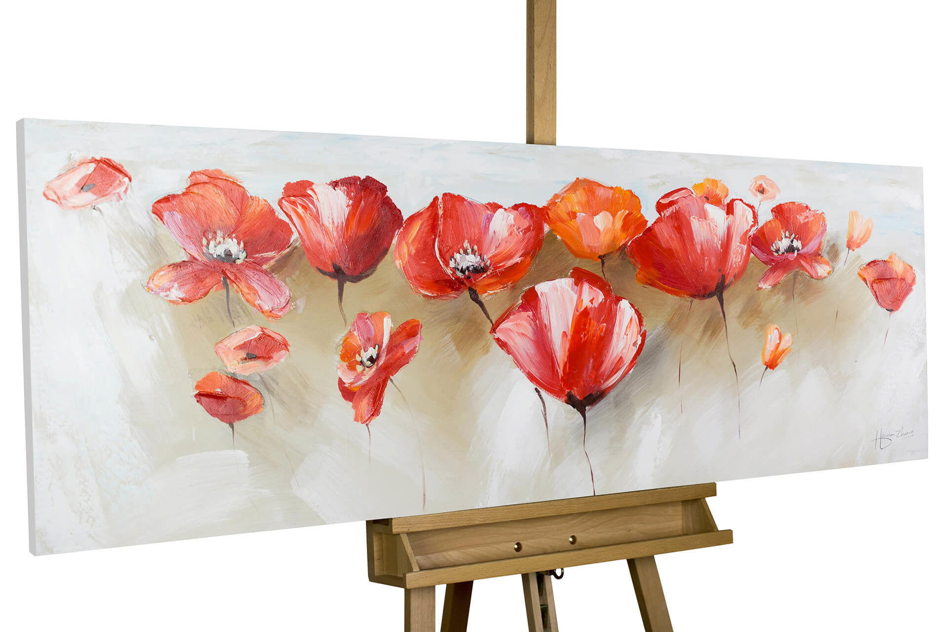 ÖLGEMÄLDE 150/50 cm - Rot, Holz/Textil (2/50cm) - KUNSTLOFT