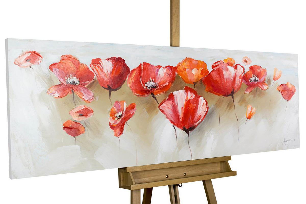 ÖLGEMÄLDE 150/50 cm - Rot, Holz/Textil (2/50cm) - KUNSTLOFT