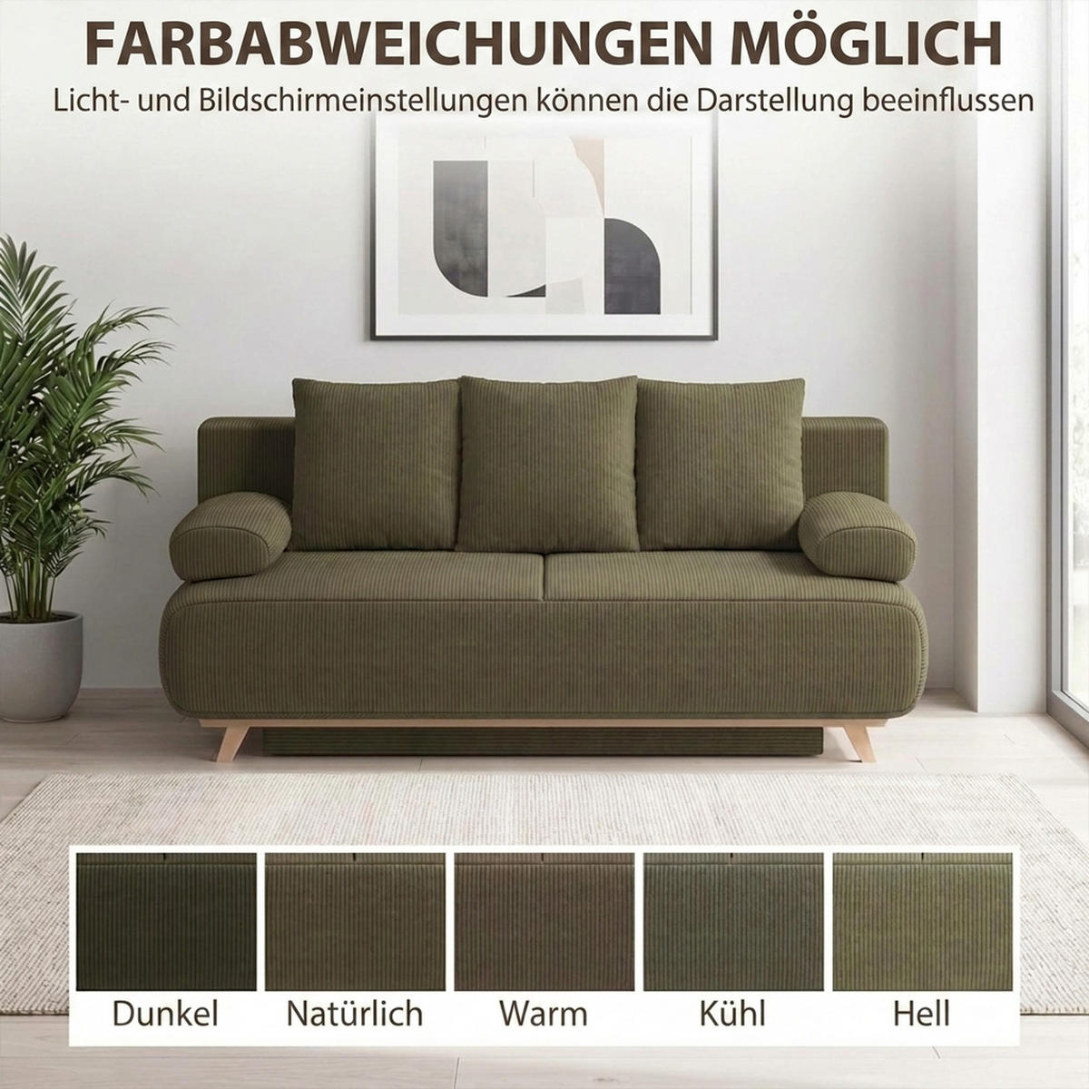 BÄDDSOFFA i mörkgrön manchester - Mörkgrön, Textil/Plast (100/84/188cm) - HOMCOM