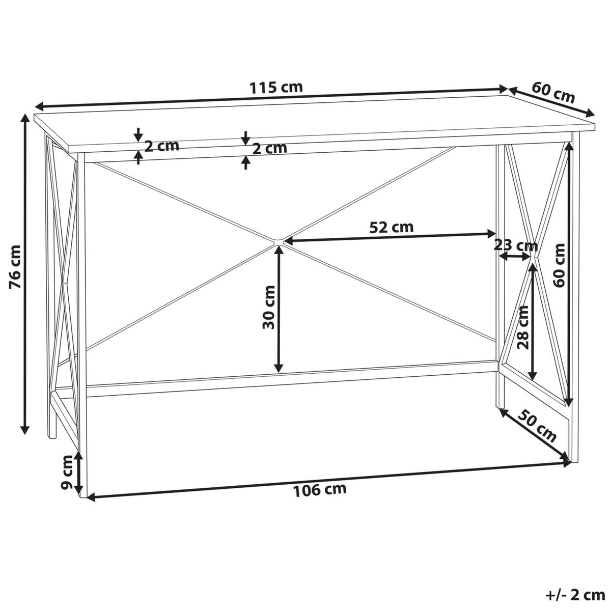 SCHREIBTISCH dunkler Holzfarbton 115/60/76 cm Futon - Dunkelgrau, Holzwerkstoff (60/115/76cm) - Beliani