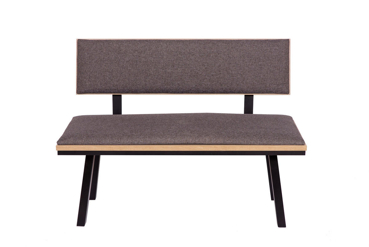 SITZBANK Die Elegante - Schwarz/Grau, Holz/Textil (48/88/125cm) - Kundler Home