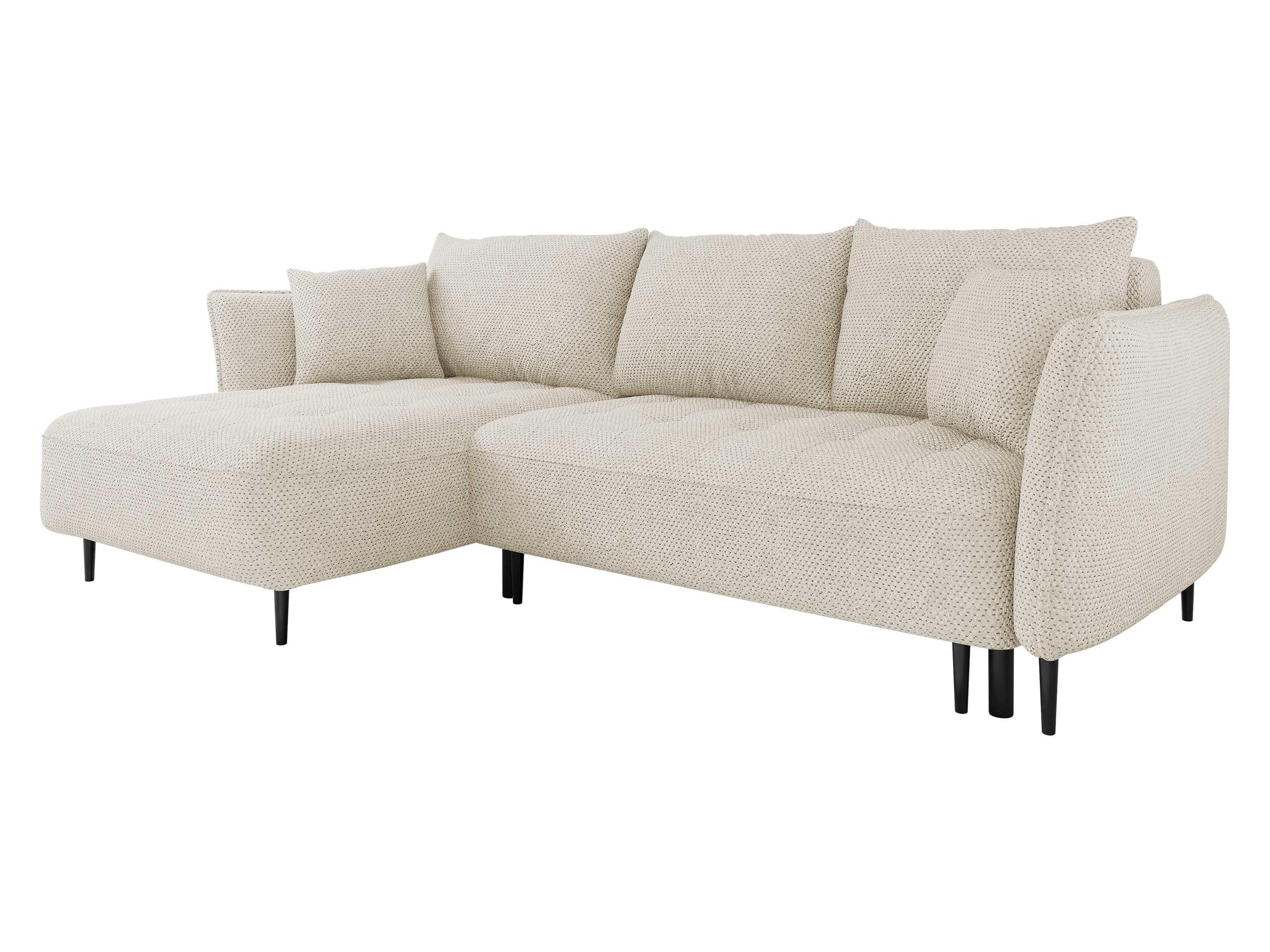 ECKSOFA Bari, Seite: Links - Creme/Schwarz, Holz/Textil (276/158cm) - MIRJAN24