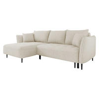 ECKSOFA Bari, Seite: Links - Creme/Schwarz, Holz/Textil (276/158cm) - MIRJAN24