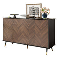 SIDEBOARD 140/40/80 cm Schwarz/Braun aus MDF mit Fischgrätmuster - Schwarz, Holzwerkstoff (40/80/140cm) - OKMYHOME