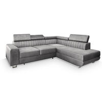 ROHOVÁ SEDAČKA NOLA světle šedá - stříbrná/světle šedá, kov/dřevo (253/190cm) - MASSENO