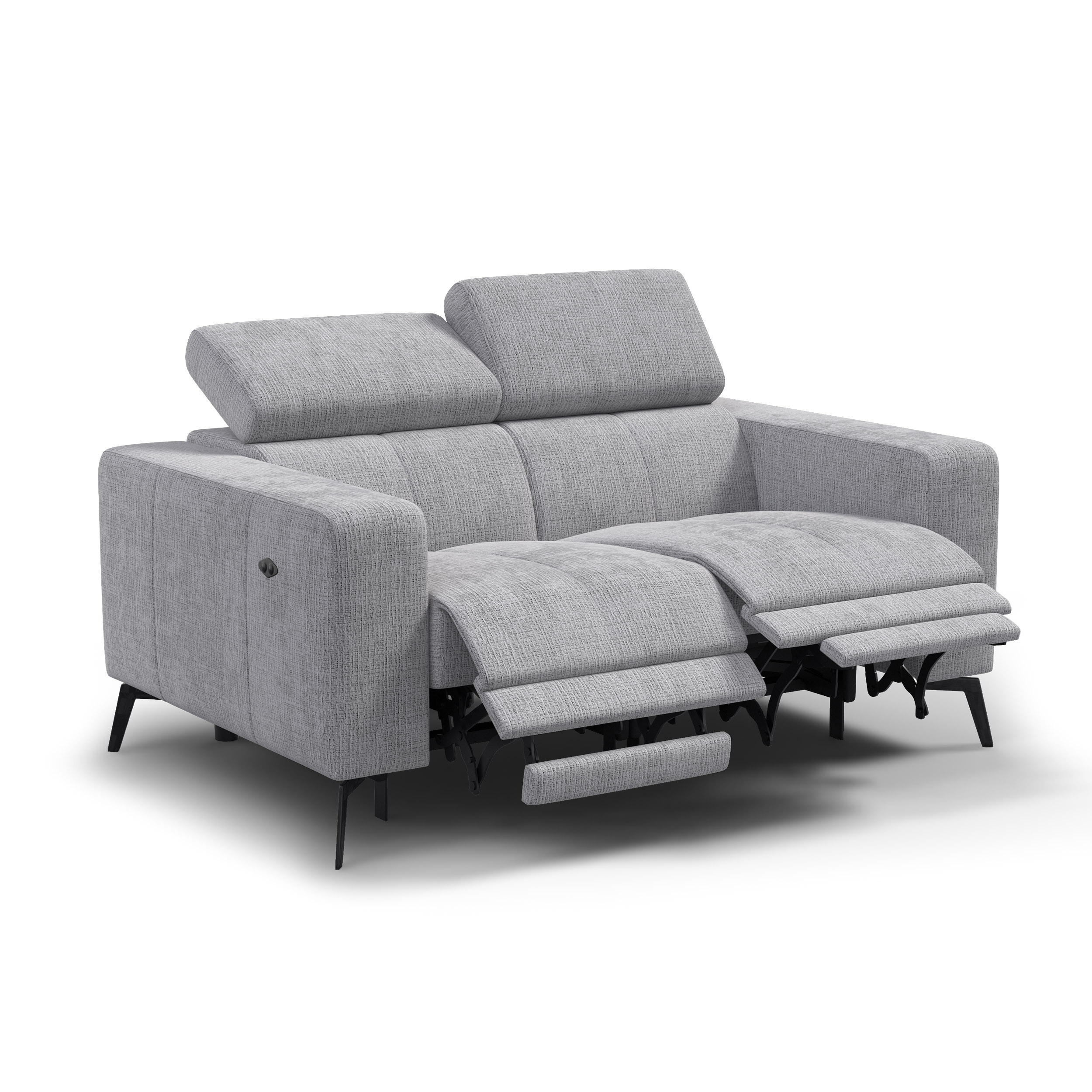 RELAXSOFA MORELLO 2-Sitzer, hellgrau, 2 x Relax Zero Gravity - Hellgrau, Holz/Textil (164/82/103cm) - Courtois Laville