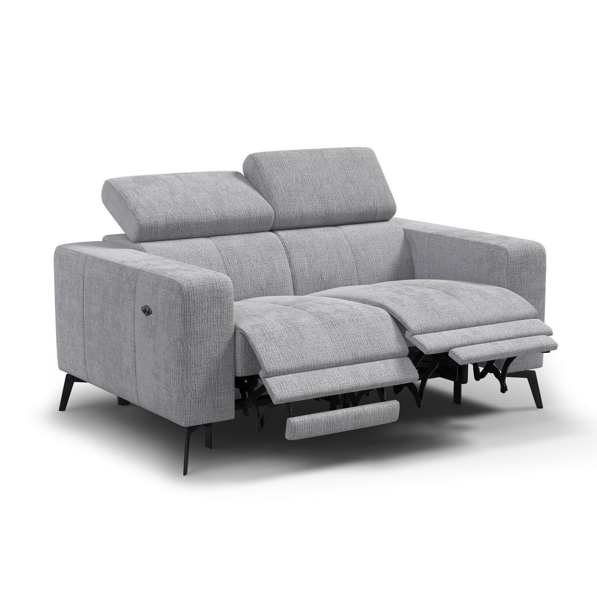 RELAXSOFA MORELLO 2-Sitzer, hellgrau, 2 x Relax Zero Gravity - Hellgrau, Holz/Textil (164/82/103cm) - Courtois Laville