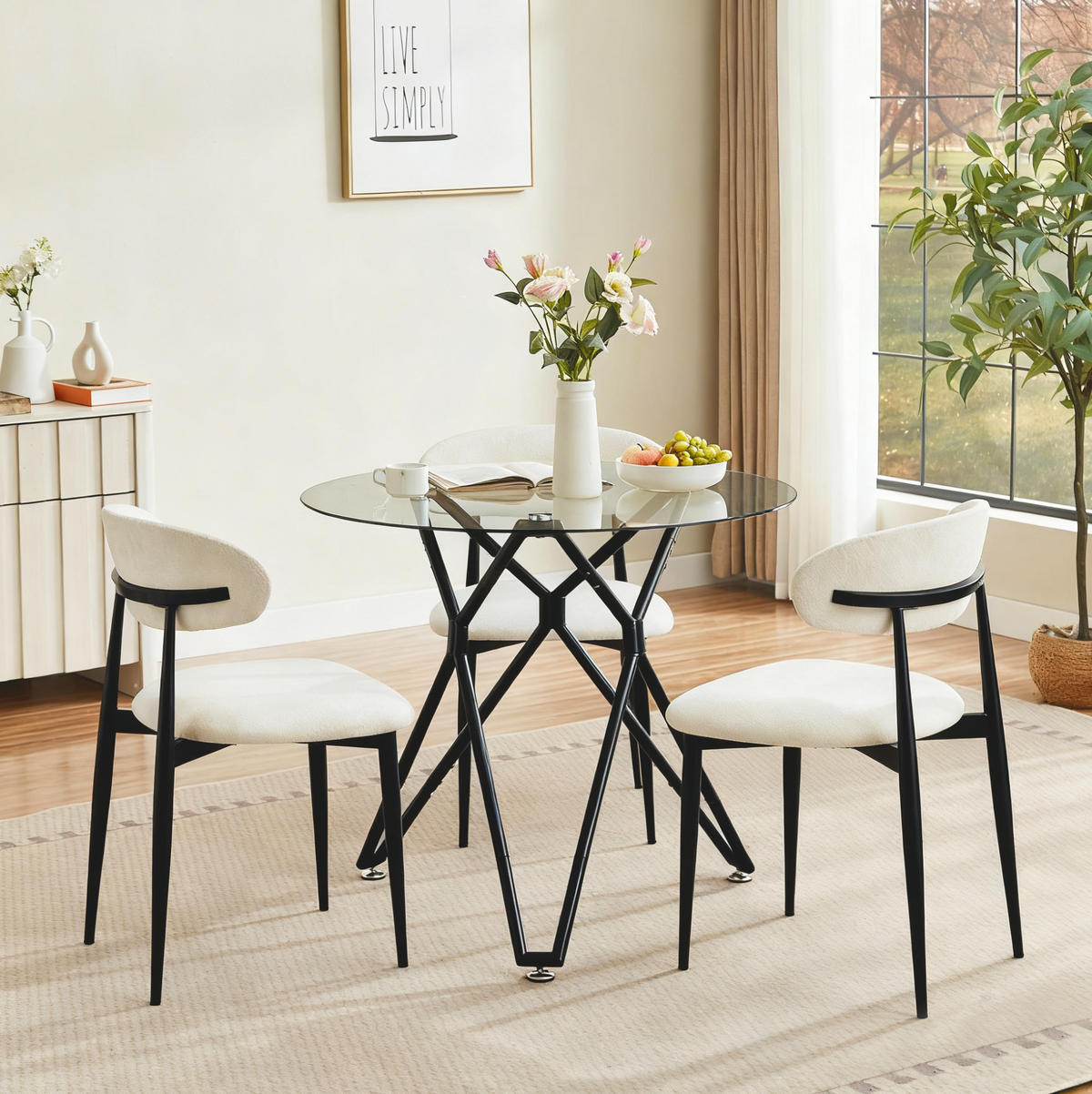 ESSTISCH rund 90 cm Glas Metall Schwarz - Schwarz, Metall (90/90/78cm) - Meubliv