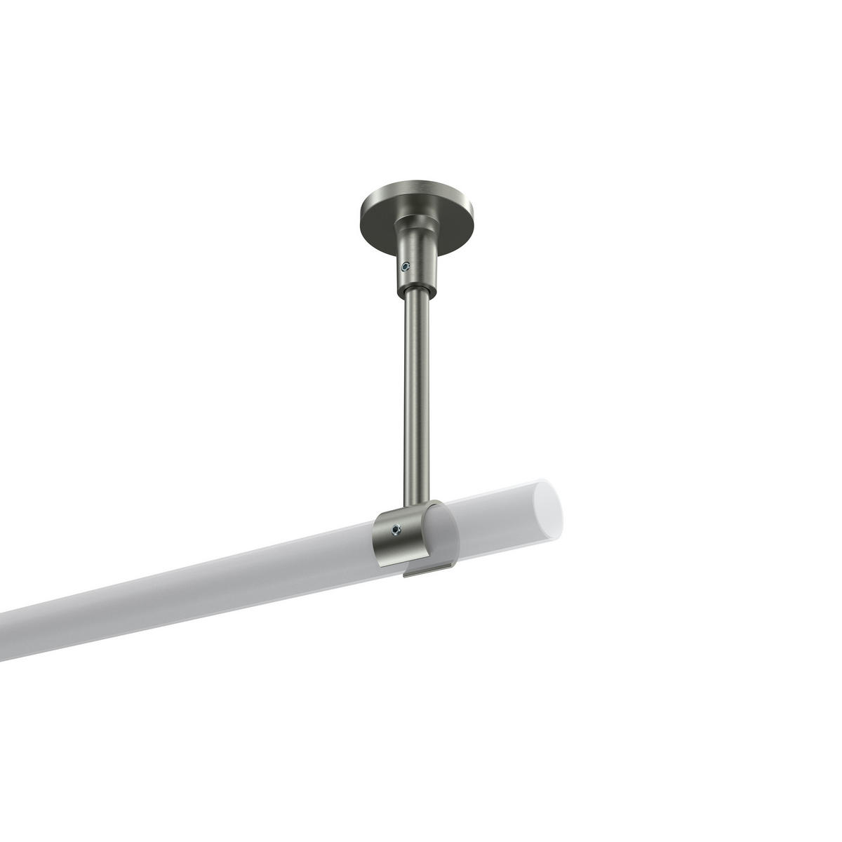 DECKENTRÄGER FÜR GARDINENSTANGEN 20 mm Ø, Sonette 1-läufig, Edelstahl-Optik - Edelstahlfarben, Metall (4.3/14.2/4.3cm) - INTERDECO