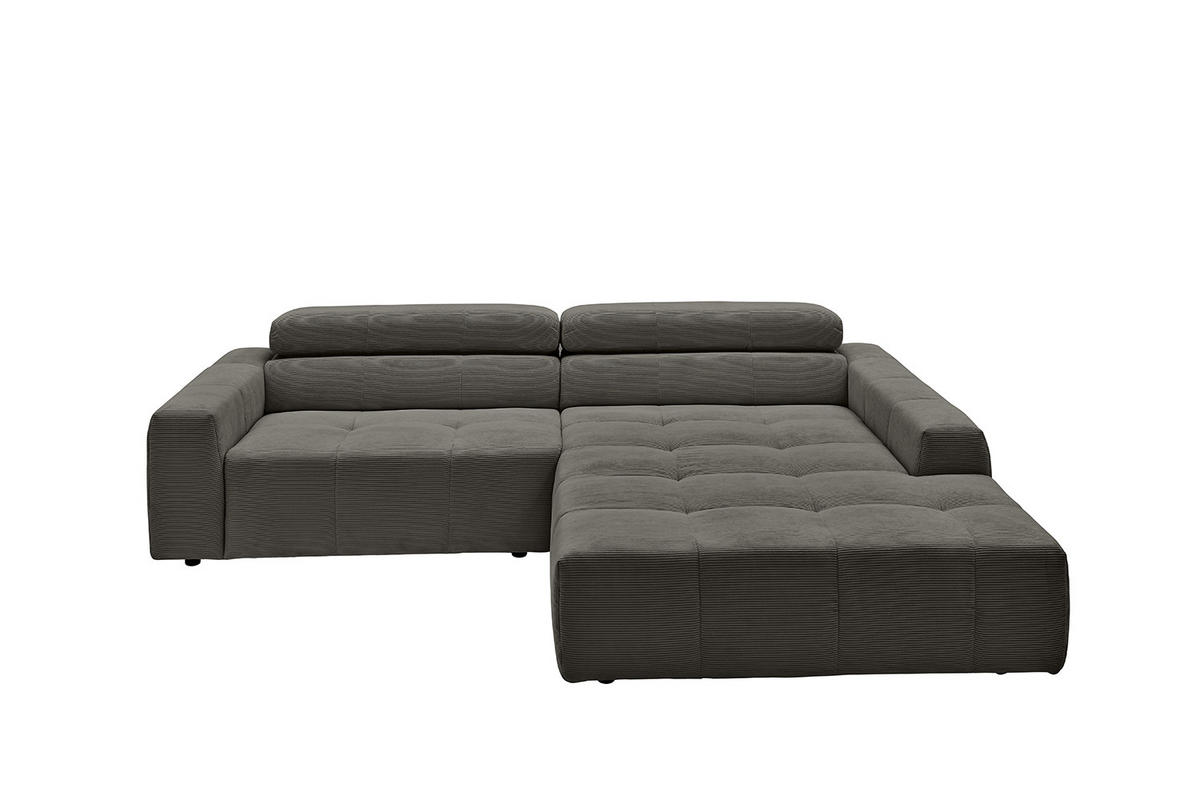 ECKSOFA RENO Anthrazit Cord - Anthrazit/Schwarz, Kunststoff/Textil (258/217cm) - KAWOLA