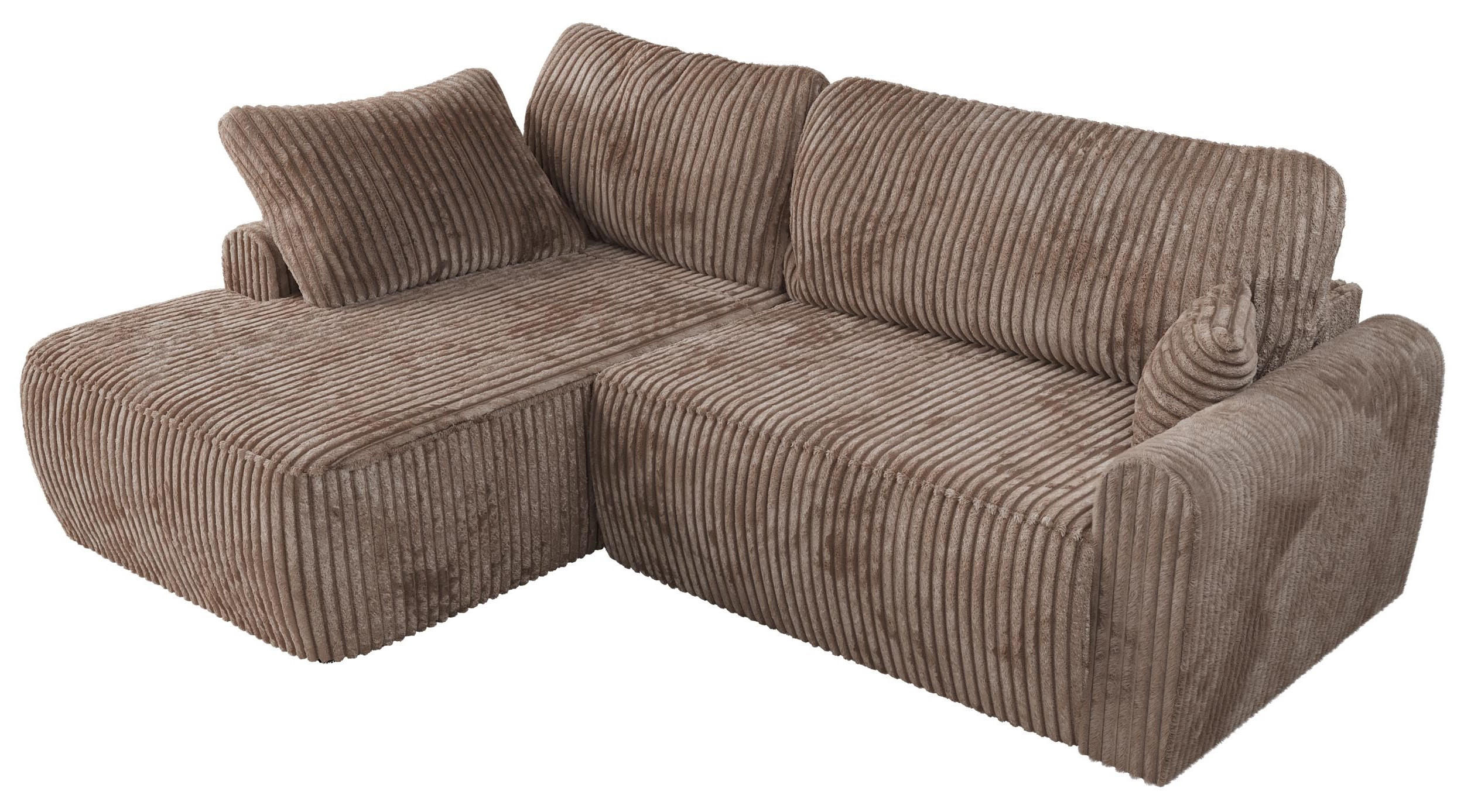 ECKSCHLAFSOFA CUBO L Braun Cord - links - Schwarz/Braun, Kunststoff/Textil (273/187cm) - MKS