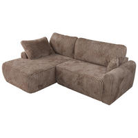 ECKSCHLAFSOFA CUBO L Braun Cord - links - Schwarz/Braun, Kunststoff/Textil (273/187cm) - MKS