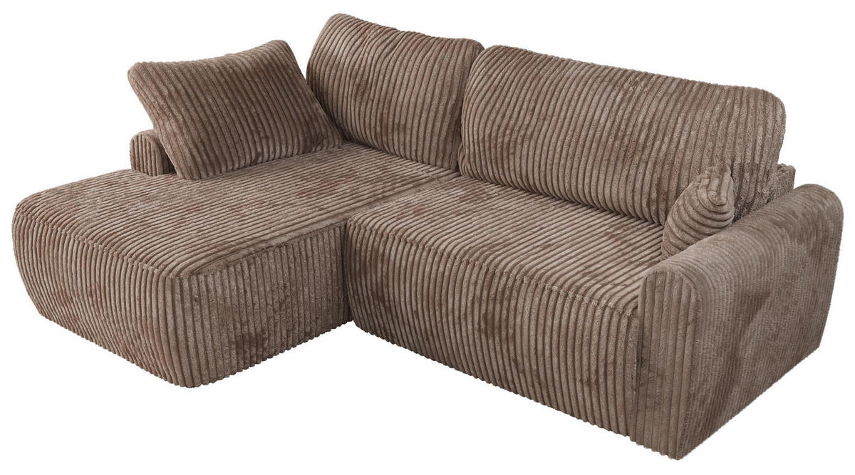 ECKSCHLAFSOFA CUBO L Braun Cord - links - Schwarz/Braun, Kunststoff/Textil (273/187cm) - MKS