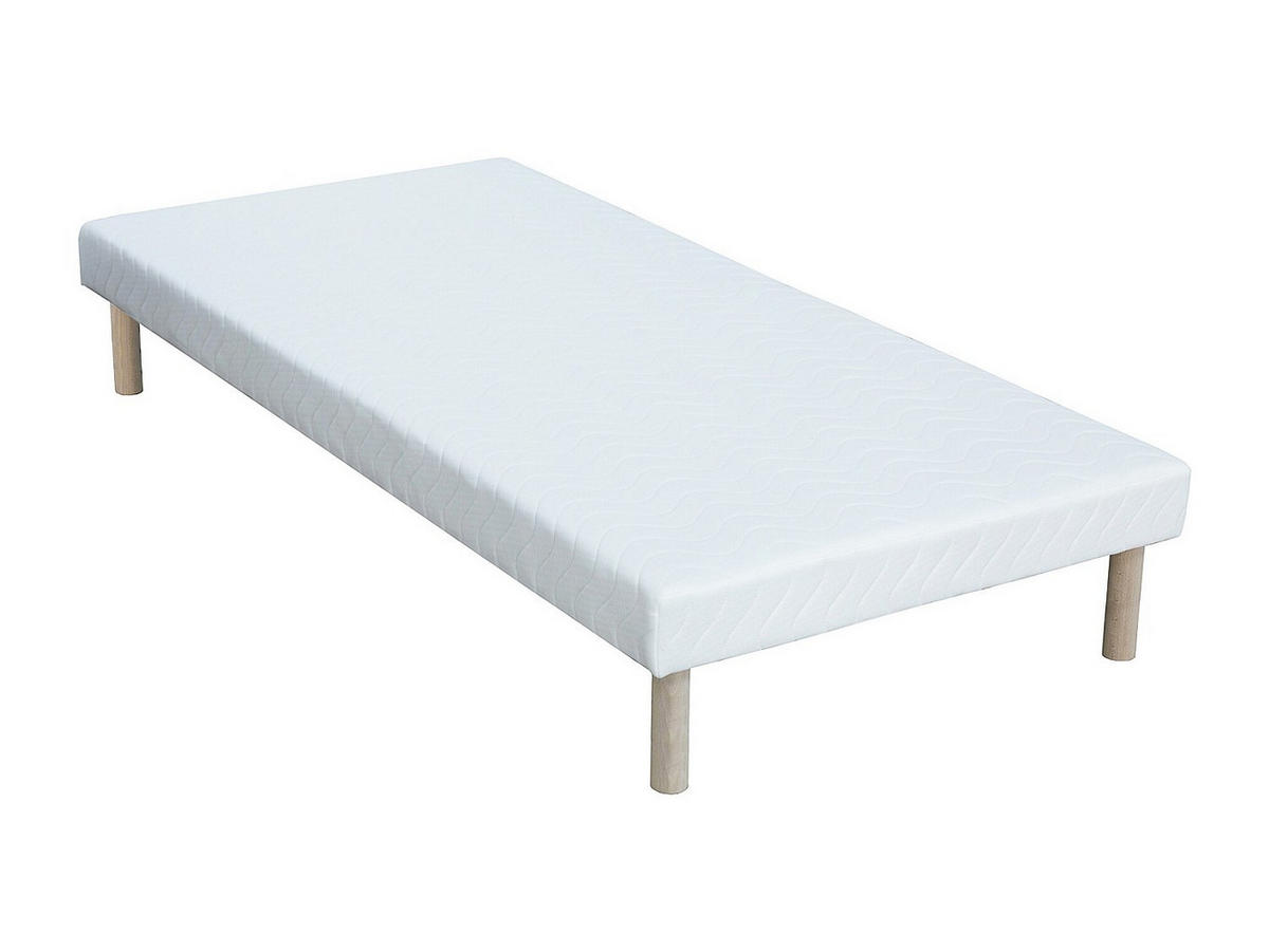 MATRATZE und Bettgestell mit Lattenrost und Stoffbezug - 1 Person - Stoff - Weiß - - Weiß, Textil (90/190cm) - Vente-Unique