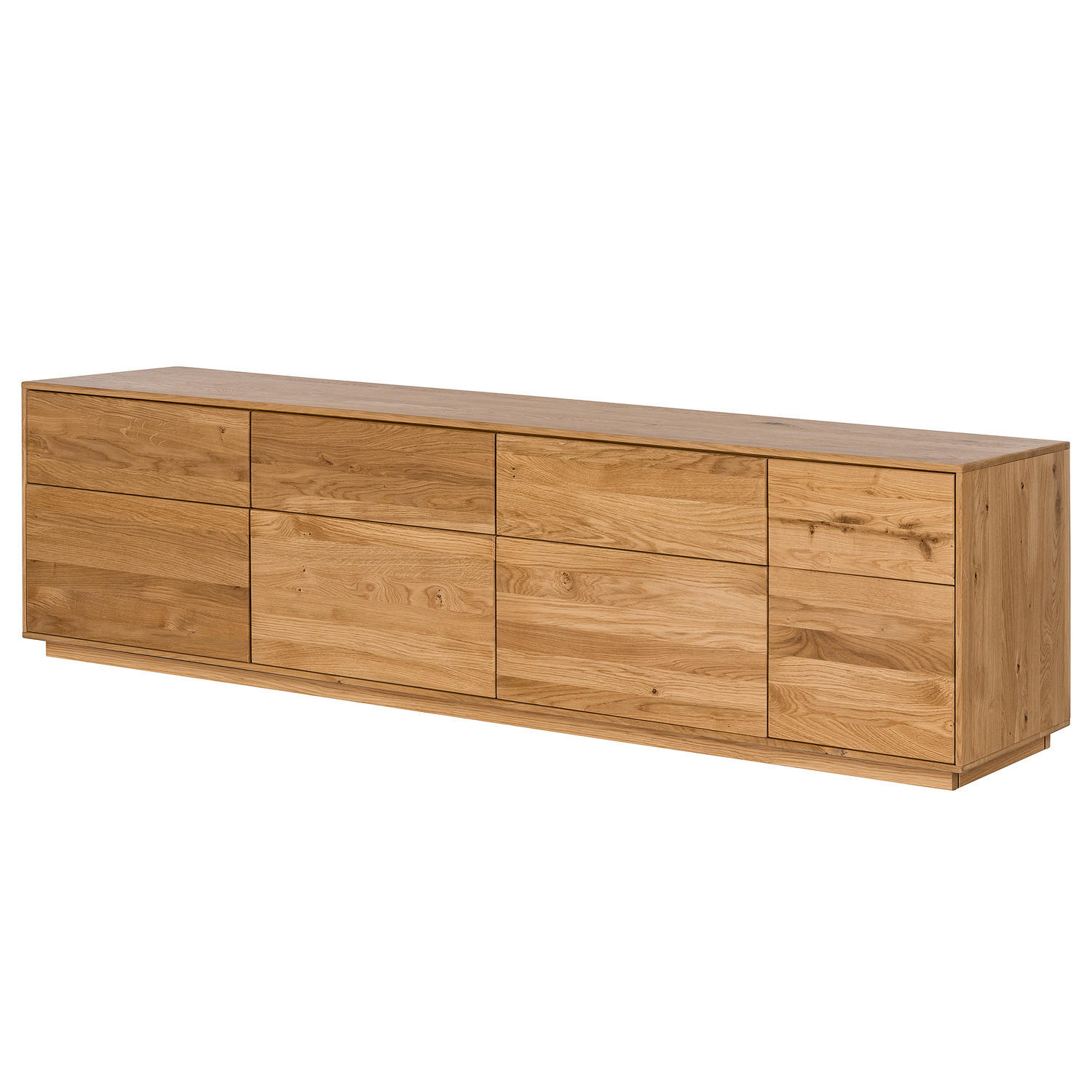 TV-LOWBOARD - Wildeiche massiv - Wildeiche, Holz (215/57/44cm) - home24