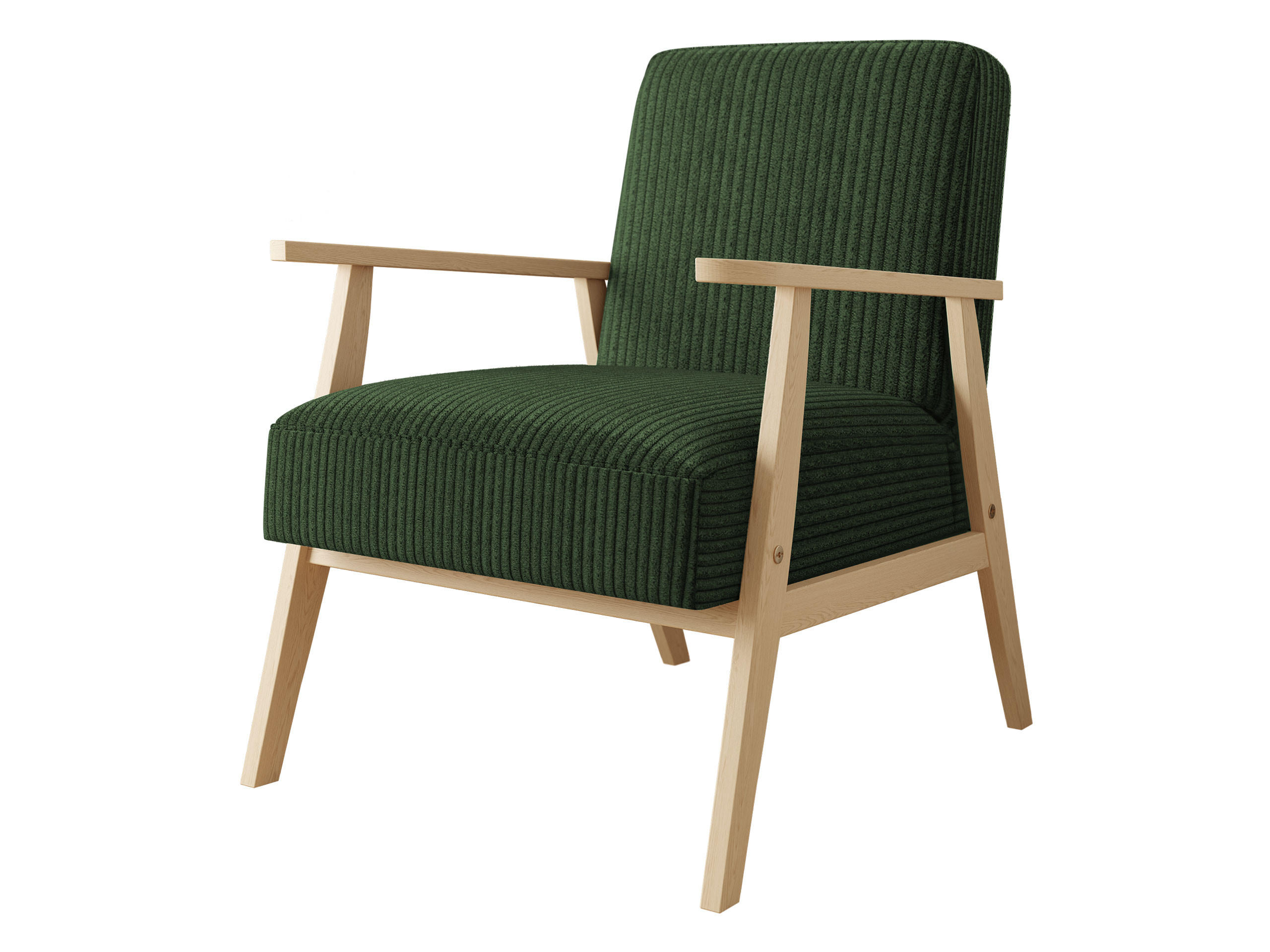 SESSEL Retro Cord - Naturfarben/Grün, Holz/Textil (59/76/67cm) - MIRJAN24