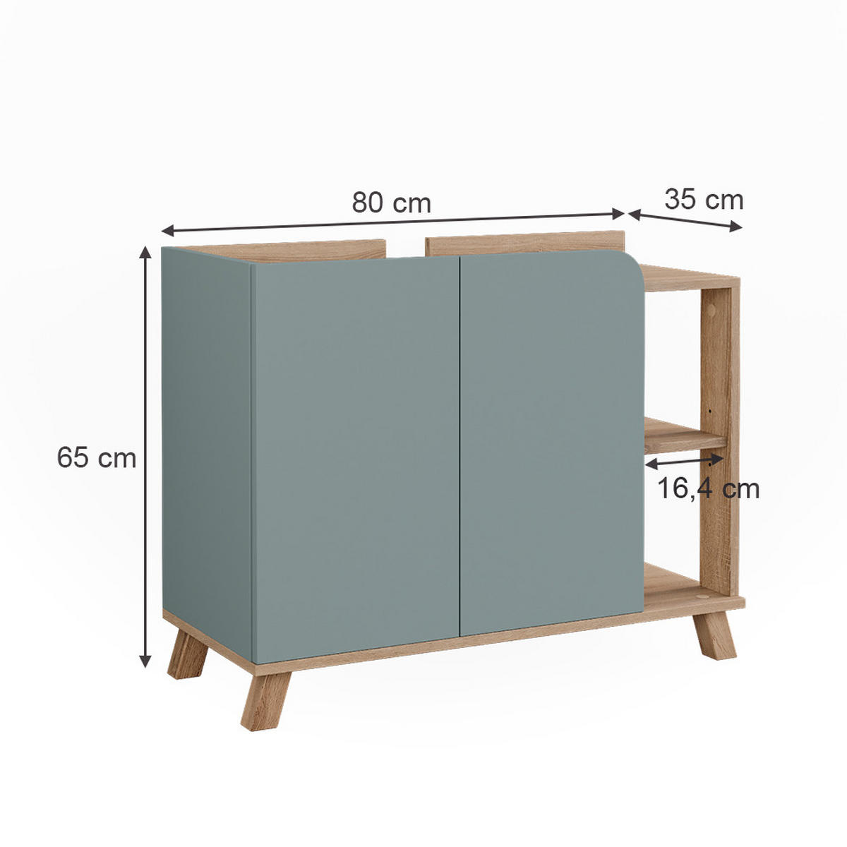 WASCHBECKENUNTERSCHRANK Karen Sonoma/Blau 80 x 65 cm mit 2 Türen - Dunkelblau/Sonoma Eiche, Holzwerkstoff (80/65/35cm) - Vicco