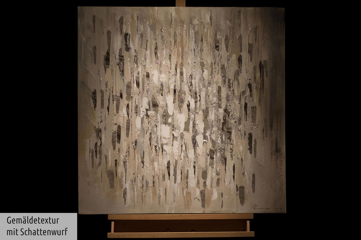ACRYLBILD HANDGEMALT 80/80 cm - Grau, Holz/Textil (1.46/80cm) - KUNSTLOFT